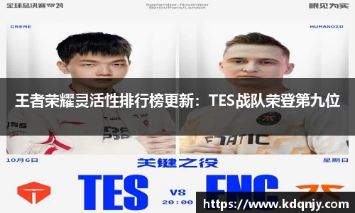 王者荣耀灵活性排行榜更新：TES战队荣登第九位